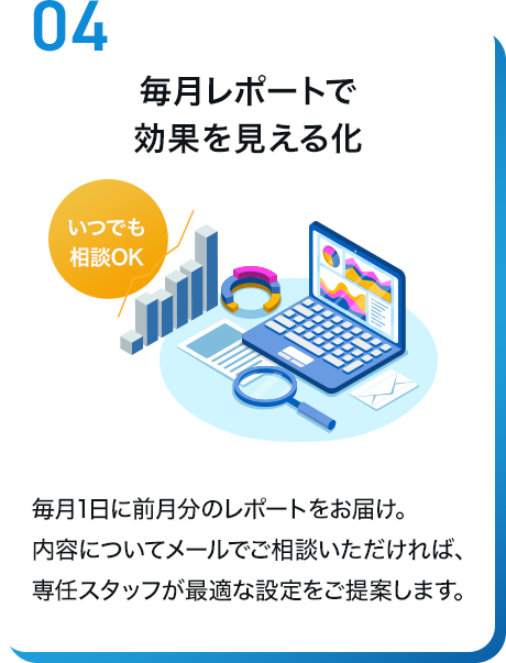 選ばれる理由4 毎月レポートで効果を見える化